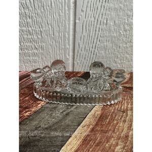 vintage glass angels cherubs laying head in hands candle holder